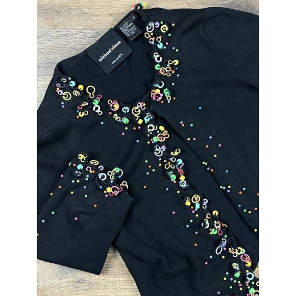 Michael Simon Vintage Sweater Size Small‎ 90’s Vibe Beaded Button Down
